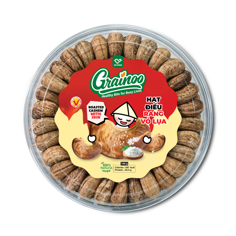 Hạt điều rang vỏ lụa xếp hoa 260g